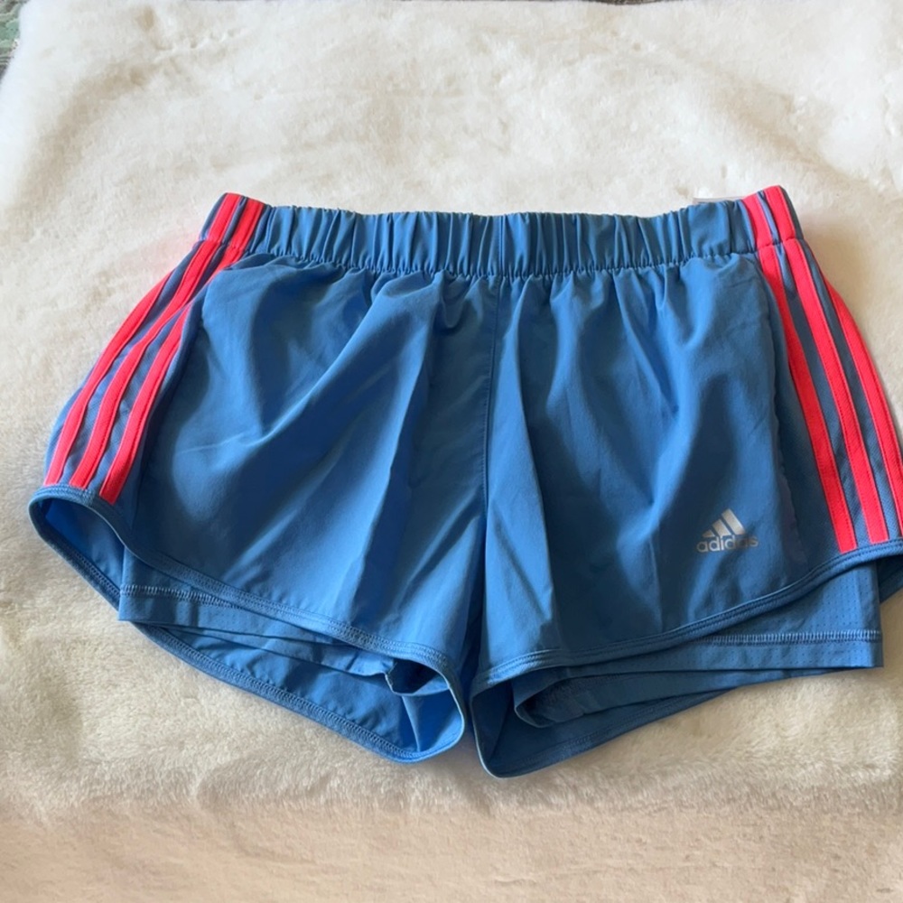 Adidas Blue & Coral Climalite Workout Gym Shorts